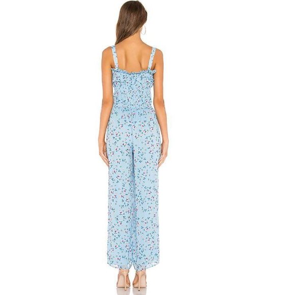 NWOT Tularosa Ellie Blue Floral Wide Leg Jumpsuit, Size Large - Picture 4 of 6